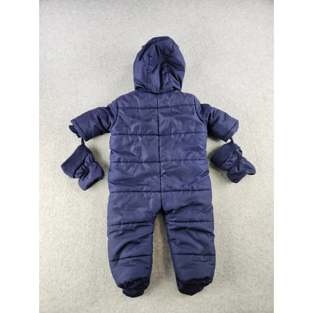 Children's Place‎ Baby Snowsuit One Piece Fleece Lined Hooded Zip Mittens 6-9 M